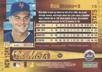 1997 Pinnacle - Museum Collection #115 Rico Brogna Back
