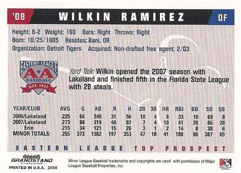 2008 Grandstand Eastern League Top Prospects #NNO Wilkin Ramirez Back