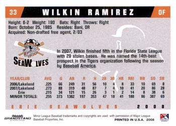 2008 Grandstand Erie SeaWolves #NNO Wilkin Ramirez Back