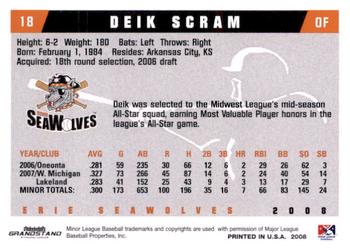 2008 Grandstand Erie SeaWolves #NNO Deik Scram Back