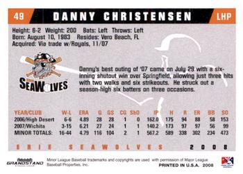 2008 Grandstand Erie SeaWolves #NNO Danny Christensen Back