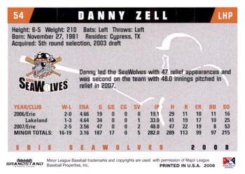 2008 Grandstand Erie SeaWolves #NNO Danny Zell Back