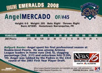 2008 Grandstand Eugene Emeralds #NNO Angel Mercado Back