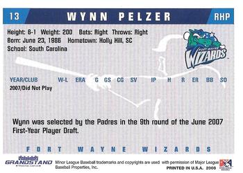 2008 Grandstand Fort Wayne Wizards #NNO Wynn Pelzer Back