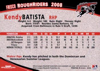 2008 Grandstand Frisco RoughRiders #NNO Kendy Batista Back