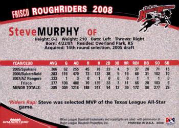 2008 Grandstand Frisco RoughRiders #NNO Steve Murphy Back
