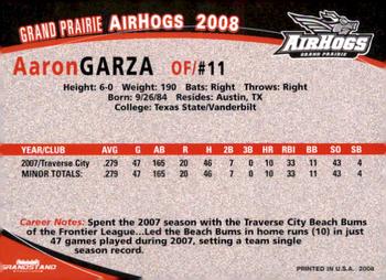 2008 Grandstand Grand Prairie AirHogs #NNO Aaron Garza Back