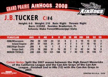 2008 Grandstand Grand Prairie AirHogs #NNO J.B. Tucker Back