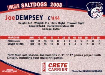 2008 Grandstand Lincoln Saltdogs #NNO Joe Dempsey Back