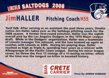 2008 Grandstand Lincoln Saltdogs #NNO Jim Haller Back