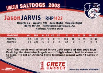 2008 Grandstand Lincoln Saltdogs #NNO Jason Jarvis Back