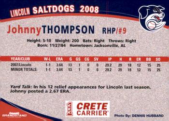 2008 Grandstand Lincoln Saltdogs #NNO Johnny Thompson Back