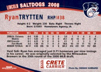 2008 Grandstand Lincoln Saltdogs #NNO Ryan Trytten Back
