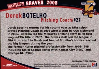 2008 Grandstand Mississippi Braves #NNO Derek Botelho Back