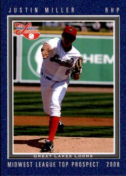 2008 Grandstand Midwest League Top Prospects #NNO Justin Miller Front