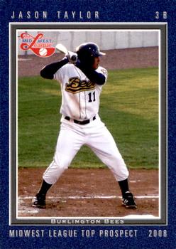2008 Grandstand Midwest League Top Prospects #NNO Jason Taylor Front
