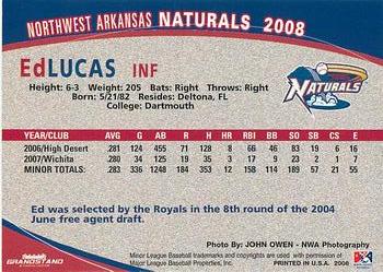 2008 Grandstand Northwest Arkansas Naturals #NNO Ed Lucas Back