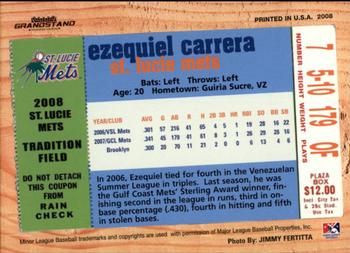 2008 Grandstand St. Lucie Mets #NNO Ezequiel Carrera Back