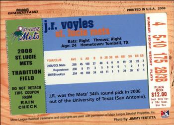 2008 Grandstand St. Lucie Mets #NNO J.R. Voyles Back