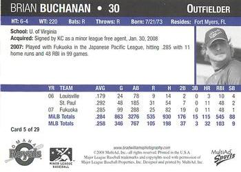 2008 MultiAd Omaha Royals #5 Brian Buchanan Back