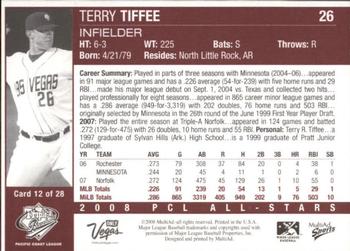 2008 MultiAd Pacific Coast League All-Stars #12 Terry Tiffee Back