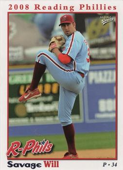2008 MultiAd Reading Phillies #21 Will Savage Front