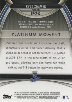 2013 Bowman Platinum - Chrome Prospects Blue Refractors #BPCP42 Kyle Zimmer Back