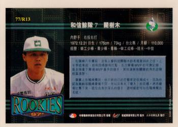 1996 CPBL Pro-Card Series 3 - Baseball Hall of Fame #77/R13 Shu-Mu Chueh Back