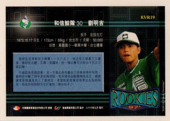 1996 CPBL Pro-Card Series 3 - Baseball Hall of Fame #83/R19 Ming-Chi Liu Back