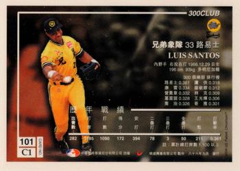 1996 CPBL Pro-Card Series 3 - Baseball Hall of Fame #101/C1 Luis de los Santos Back