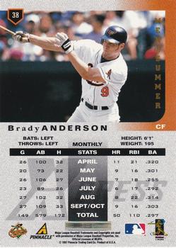 1997 Pinnacle X-Press - Men of Summer #38 Brady Anderson Back