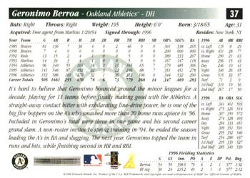 1997 Score - Artist's Proof White Border #37 Geronimo Berroa Back