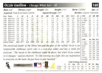 1997 Score - Artist's Proof White Border #160 Ozzie Guillen Back