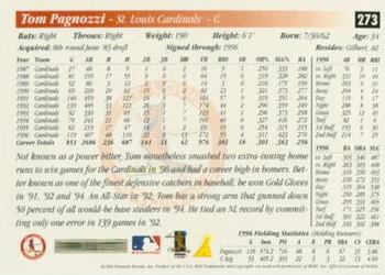 1997 Score - Artist's Proof White Border #273 Tom Pagnozzi Back