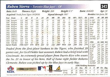 1997 Score - Hobby Reserve by Score #342 Ruben Sierra Back