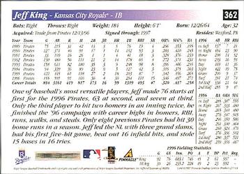 1997 Score - Hobby Reserve by Score #362 Jeff King Back