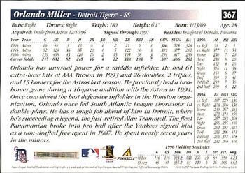 1997 Score - Hobby Reserve by Score #367 Orlando Miller Back