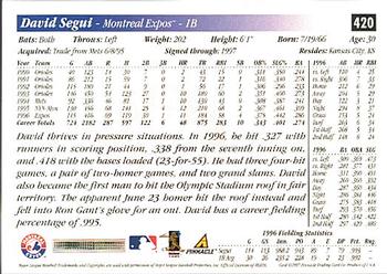 1997 Score - Hobby Reserve by Score #420 David Segui Back