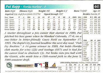 1997 Score - Hobby Reserve by Score #441 Pat Rapp Back