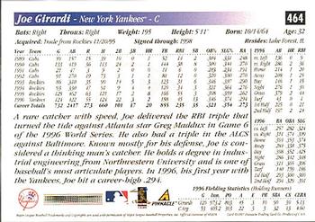 1997 Score - Hobby Reserve by Score #464 Joe Girardi Back