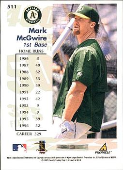 1997 Score - Hobby Reserve by Score #511 Mark McGwire Back