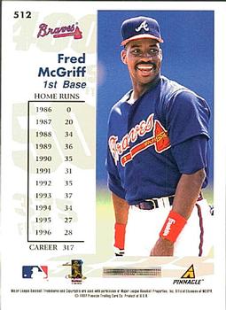 1997 Score - Hobby Reserve by Score #512 Fred McGriff Back