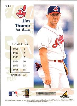1997 Score - Hobby Reserve by Score #515 Jim Thome Back