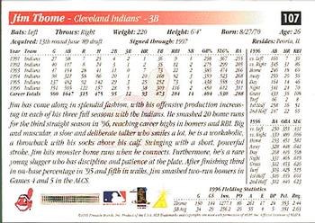 1997 Score Premium Stock #107 Jim Thome Back