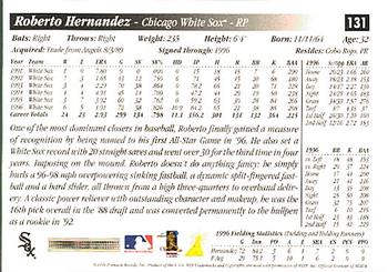 1997 Score Premium Stock #131 Roberto Hernandez Back