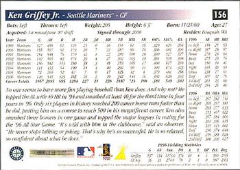 1997 Score Premium Stock #156 Ken Griffey Jr. Back
