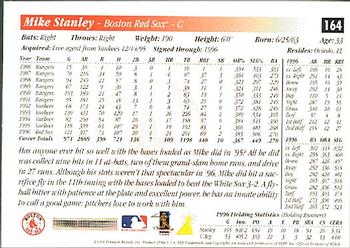 1997 Score Premium Stock #164 Mike Stanley Back