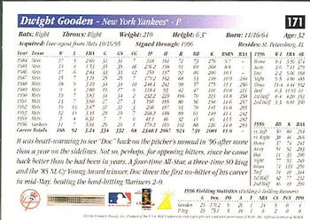 1997 Score Premium Stock #171 Dwight Gooden Back