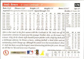 1997 Score Premium Stock #174 Andy Benes Back