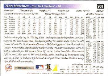 1997 Score Premium Stock #208 Tino Martinez Back